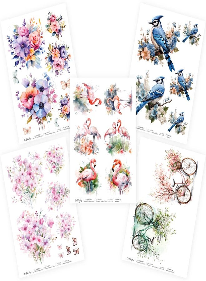CrafTangles Decoupage Napkin / Tissue / Collage Paper - Combo 7 (Pack of 5) - Image 1